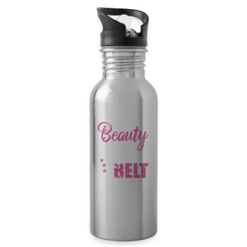 Beauty Brains and a Black Belt Taekwondo - Water bottle with straw - silver - Right