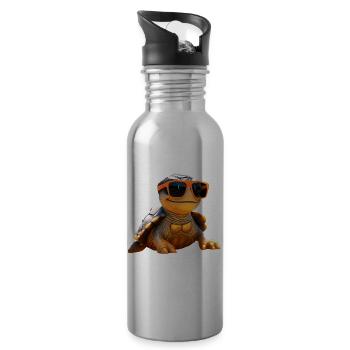 Turtle Reptile Fans Love Cute Turtles - Water bottle with straw - silver - Right