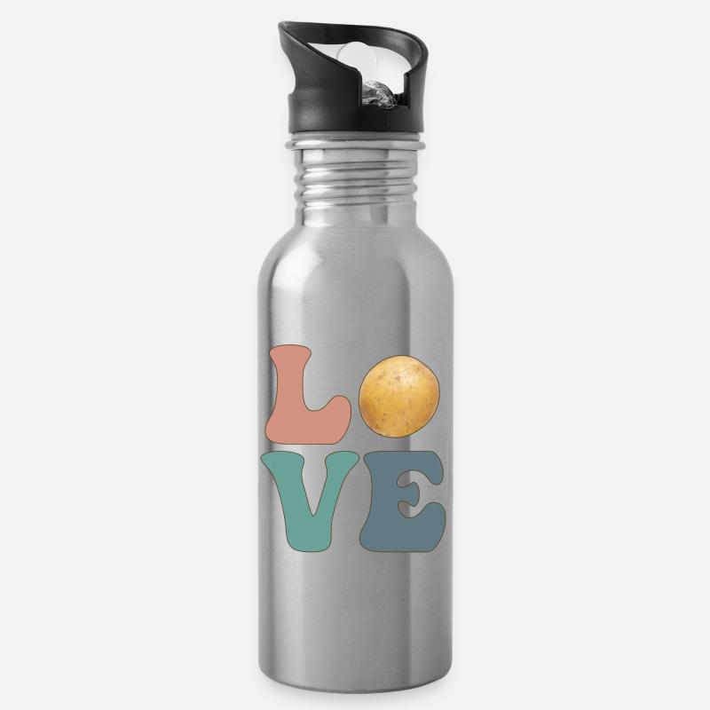 Kartoffeln Kartoffeln - Trinkflasche mit integriertem Trinkhalm - Lightsilver