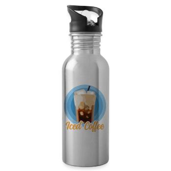 Eiskaffee Iced Coffee Kaffeeliebhaber Geschenk - Trinkflasche mit integriertem Trinkhalm - Lightsilver - Rechts