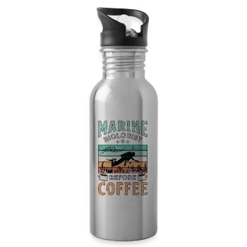 Marine Biologist Before Ocean Life Coffee Lover - Water bottle with straw - silver - Right