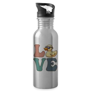 Gummiente Entchen Entchen Entchen - Trinkflasche mit integriertem Trinkhalm - Lightsilver - Rechts