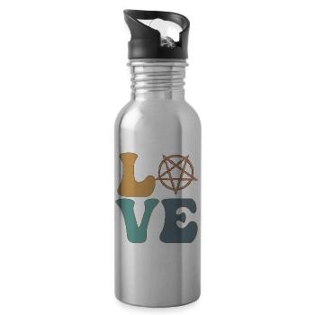Satanistisches Pentagramm Satanismus Satanischer K - Trinkflasche mit integriertem Trinkhalm - Lightsilver - Rechts