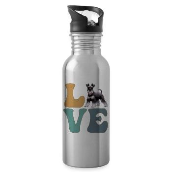 Schnauzer amoureux des chiens - Gourde avec paille intégrée - argent clair - Droite