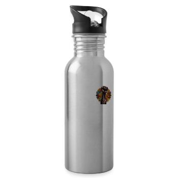 Unity and Power Black History Month Supportive - Water bottle with straw - silver - Right