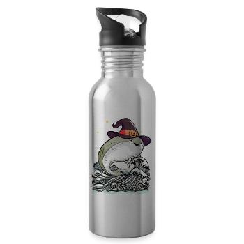 Sacabambaspis Fish Meme Witch Halloween - Water bottle with straw - silver - Right