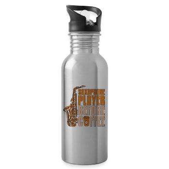 Saxophone Player Before Saxophonist Coffee Lover - Water bottle with straw - silver - Right