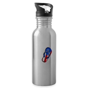 Flag of Puerto Rico Puerto Rico - Water bottle with straw - silver - Right
