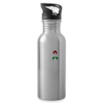 Mexican Mexico Flag - Water bottle with straw - silver - Right