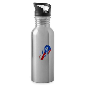 Flag of Puerto Rico Puerto Rico - Water bottle with straw - silver - Right