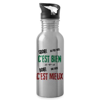 cadeau homme, femme, humour, t-shirt humoristique - Gourde avec paille intégrée - argent clair - Droite