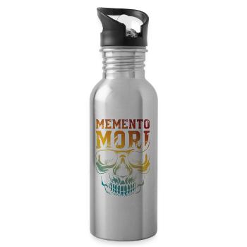 Memento Mori Stoïcisme Crâne Citation Philosophie - Gourde avec paille intégrée - argent clair - Droite