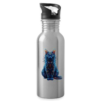 Komplizierter psychedelischer Fraktal-Katze-Rave-Pilz - Trinkflasche mit integriertem Trinkhalm - Lightsilver - Rechts