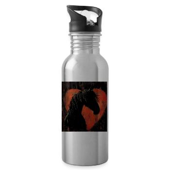 Amour Chevaux Coeur Produit Équestre Cow Girl - Gourde avec paille intégrée - argent clair - Droite