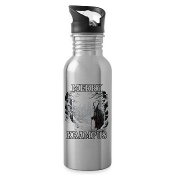 Krampus T | Krampus Kostüm | Gruseliger - Trinkflasche mit integriertem Trinkhalm - Lightsilver - Rechts