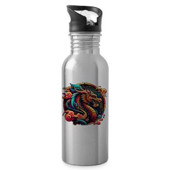 Year Of The Dragon 2024 Chinese Zodiac Lucky - Water bottle with straw - silver - Right
