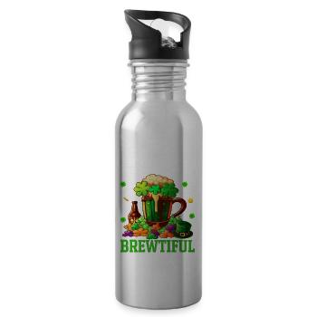 Drôle de bière artisanale irlandaise de la Saint-Patrick - Gourde avec paille intégrée - argent clair - Droite