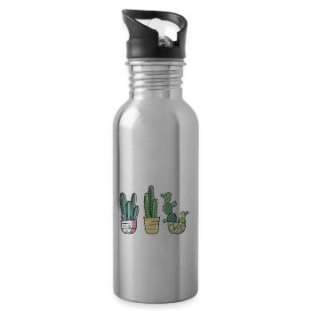 Lustiger Sukkulenten-Kaktus - Trinkflasche mit integriertem Trinkhalm - Lightsilver - Rechts