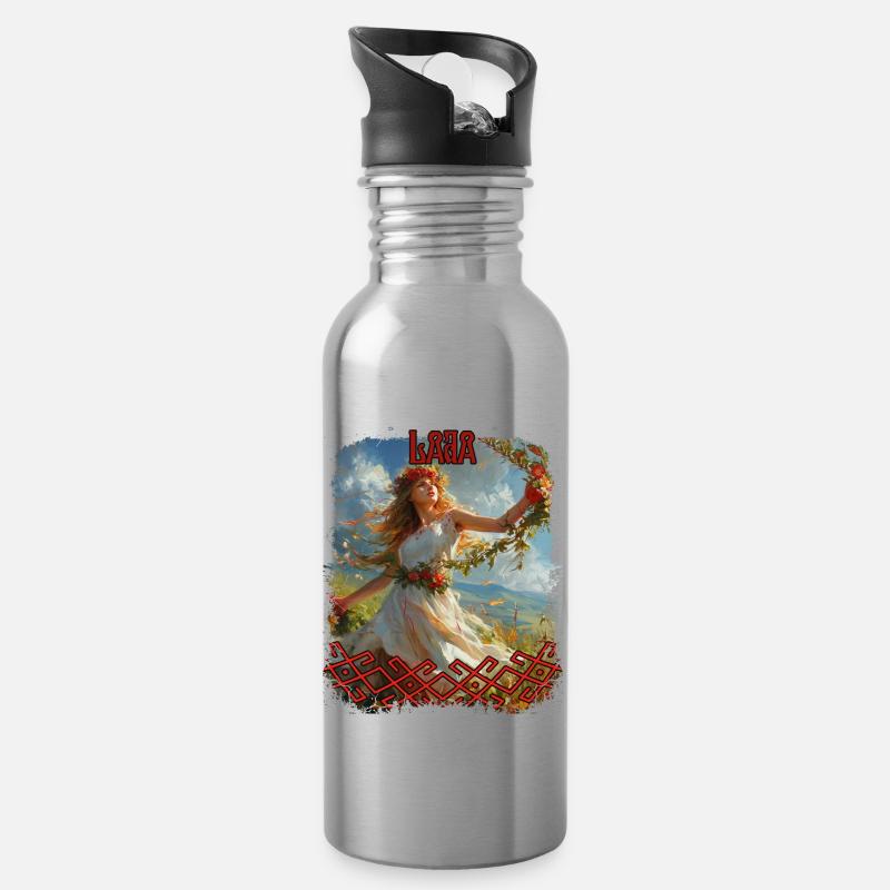 Divinité slave Lada Déesse Folklore Mythologie - Gourde avec paille intégrée - argent clair