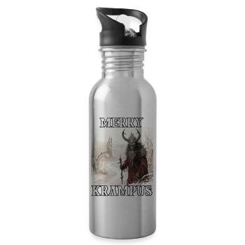 Merry Krampus | Kramperl | Krampus Kostüm - Trinkflasche mit integriertem Trinkhalm - Lightsilver - Rechts