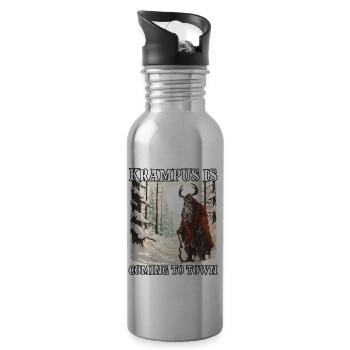 Krampus T Gruseliger Weihnachtsmann Kramperl - Trinkflasche mit integriertem Trinkhalm - Lightsilver - Rechts