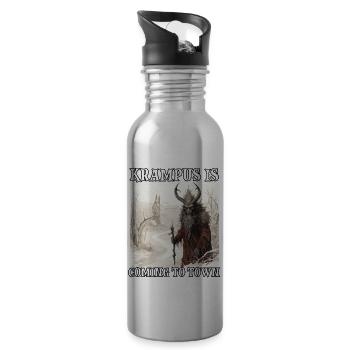 Krampus Maske | Krampus Kostüm Kramperl | - Trinkflasche mit integriertem Trinkhalm - Lightsilver - Rechts