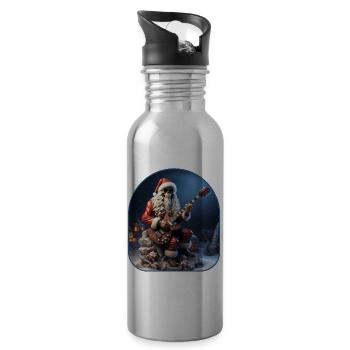 Weihnachtsmann Rocker Skelett Weihnachten gespenstische Feiertage - Trinkflasche mit integriertem Trinkhalm - Lightsilver - Rechts