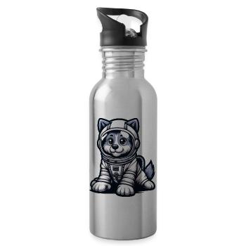 Cute Dog Astronaut - Trinkflasche mit integriertem Trinkhalm - Lightsilver - Rechts