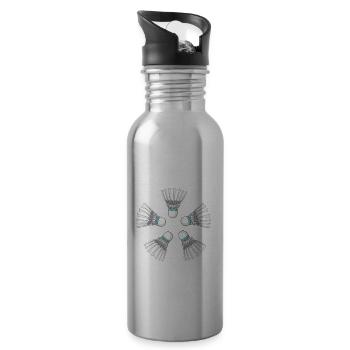 Lustiger Badmintonspieler - Trinkflasche mit integriertem Trinkhalm - Lightsilver - Rechts