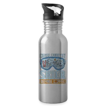 Cross Country Skier Before Ski Racing Coffee Lover - Trinkflasche mit integriertem Trinkhalm - Lightsilver - Rechts