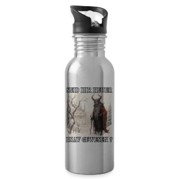 Krampus T Dämonischer Weihnachtsmann Kramperl - Trinkflasche mit integriertem Trinkhalm - Lightsilver - Rechts