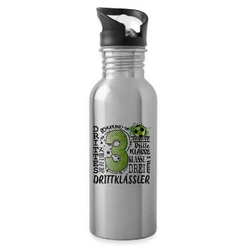 3. Klasse Fußball - Trinkflasche mit integriertem Trinkhalm - Lightsilver - Rechts