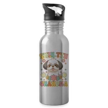 Groovy Hundeliebhaberin - Trinkflasche mit integriertem Trinkhalm - Lightsilver - Rechts