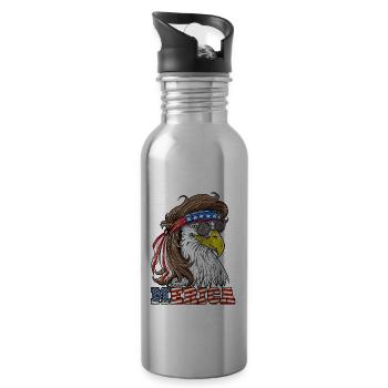 Eagle Merica 4th Of July USA - Trinkflasche mit integriertem Trinkhalm - Lightsilver - Rechts