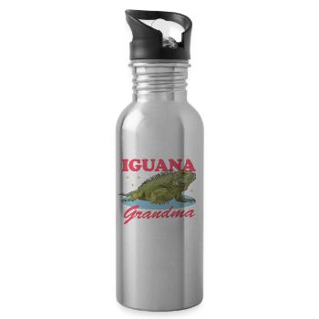 Leguan Oma Reptilien Eidechse Leguane Geschenk - Trinkflasche mit integriertem Trinkhalm - Lightsilver - Rechts