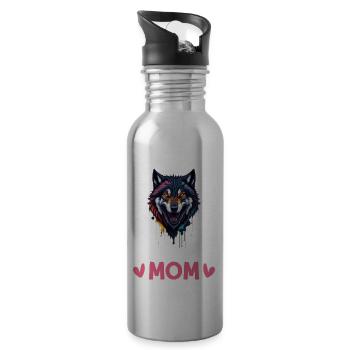Weiblicher Alpha-Wolf - Trinkflasche mit integriertem Trinkhalm - Lightsilver - Rechts