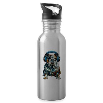 Polygon Art casque bouledogue bouledogues anglais - Gourde avec paille intégrée - argent clair - Droite