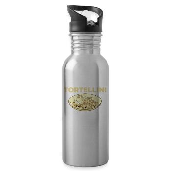 Lustiges Tortellini Shirt - Trinkflasche mit integriertem Trinkhalm - Lightsilver - Rechts