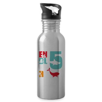 Finally 5 Shark Fish - Water bottle with straw - silver - Right