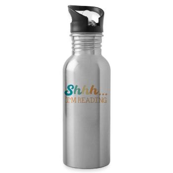 Pssst... Ich Lese Bücherliebhaber Bücherwurm - Trinkflasche mit integriertem Trinkhalm - Lightsilver - Rechts