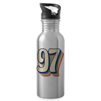 Vintage Retro T-Shirt Number 97 Ninety Seven - Water bottle with straw - silver - Right