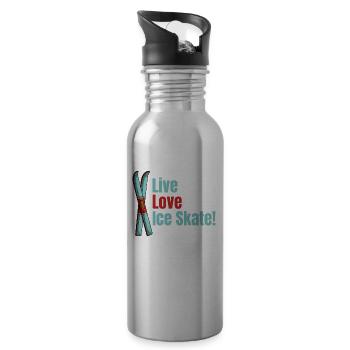 Lebe Die Liebe Zum Schlittschuhlaufen! - Trinkflasche mit integriertem Trinkhalm - Lightsilver - Rechts