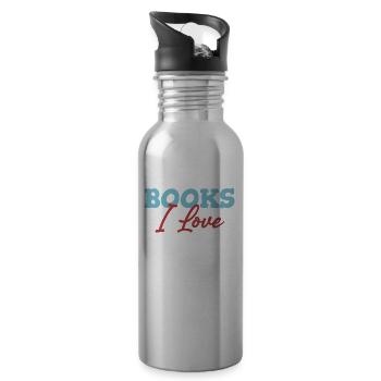 Books I love, bookworm, bookworm, - Water bottle with straw - silver - Right