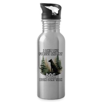 Wald Liebhaber und Hundehalter T für Hiking - Trinkflasche mit integriertem Trinkhalm - Lightsilver - Rechts