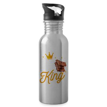 Barbecue Ribs King - Water bottle with straw - silver - Right