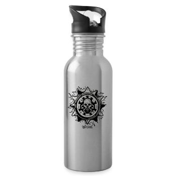 dreckig unreines Okkultes Totenkopf Emblem - Trinkflasche mit integriertem Trinkhalm - Lightsilver - Rechts
