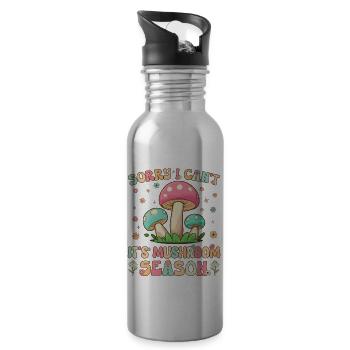 Mycologue groovy à la recherche de champignons - Gourde avec paille intégrée - argent clair - Droite