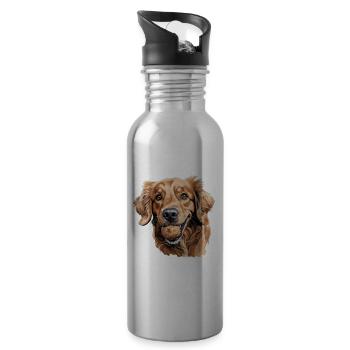 Golden Retriever Dog Owner T As Walking Clothing - Water bottle with straw - silver - Right