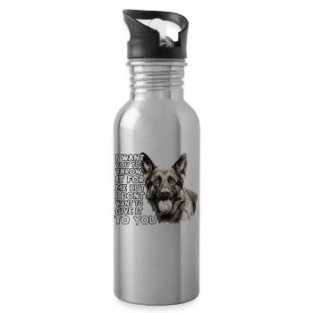 Deutscher Schäferhund T Hundebesitzer Outfit - Trinkflasche mit integriertem Trinkhalm - Lightsilver - Rechts