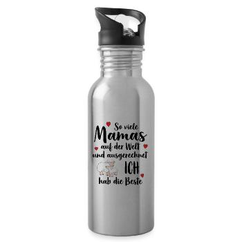 So Viele Mamas Ich Hab Die Beste Beste Mama - Trinkflasche mit integriertem Trinkhalm - Lightsilver - Rechts